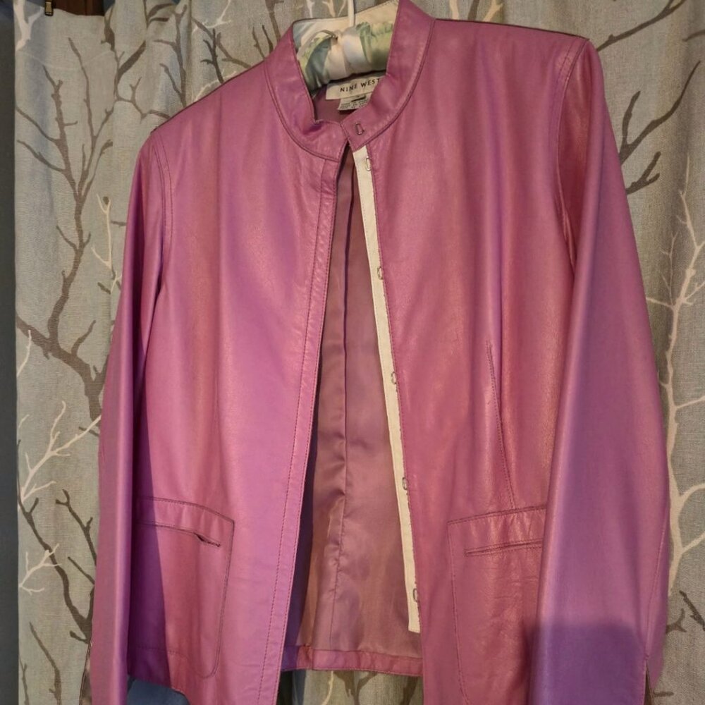 Nine West Genuine Leather Jacket – Size 6, Super Lightweight, Soft Pink 6 NWOT M